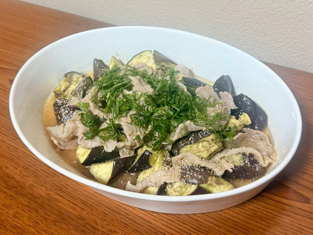 【味わいだし】ナスと豚バラの簡単レンジ蒸し